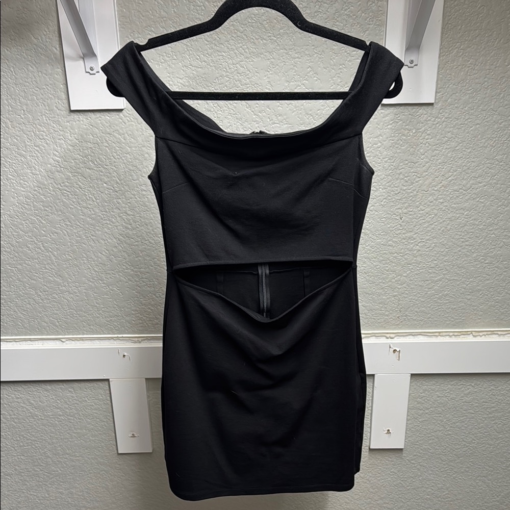 Silence + Noise Black Off-Shoulder Bodycon Mini Dress